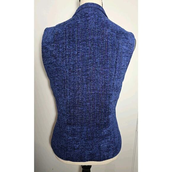 Lynn Yarrington Vest Womens S Blue/Purple Chenille Button Front Hand Woven Lined - Picture 5 of 8